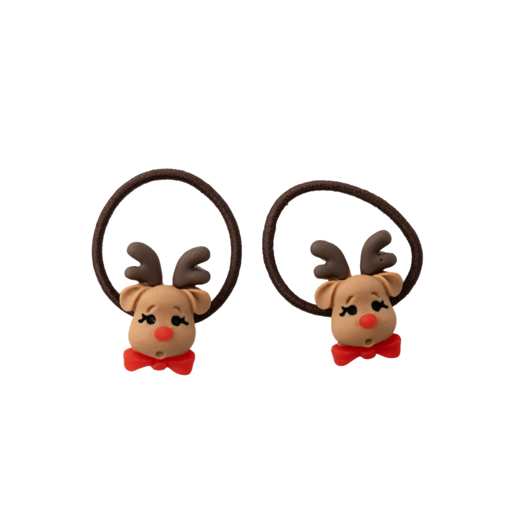 Kids 2pk Fabric Hair Ties - REINDEER